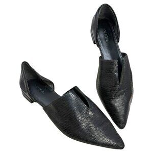 VINCE. Darlington Black Leather Split‎ Vamp d'Orsay Flats